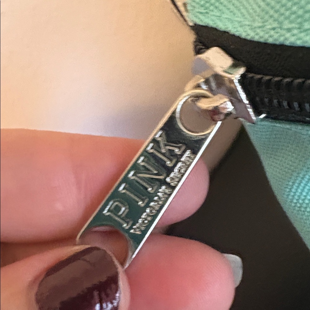 PINK Victoria’s Secret Light Turquoise Belt Bag Spellout Logo Adjustable Strap - Picture 5 of 13